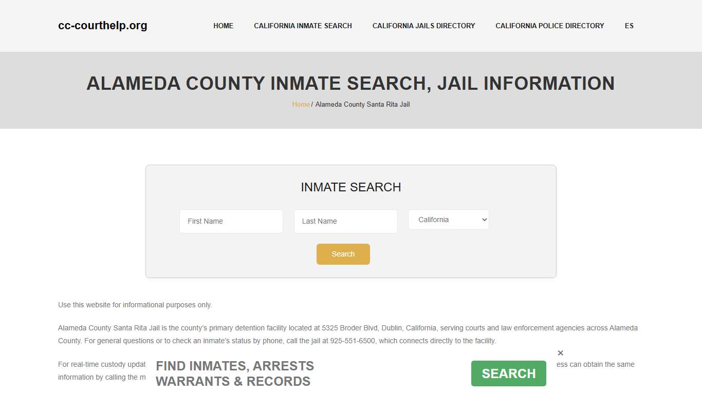 Alameda County Inmate Lookup, Jail Roster